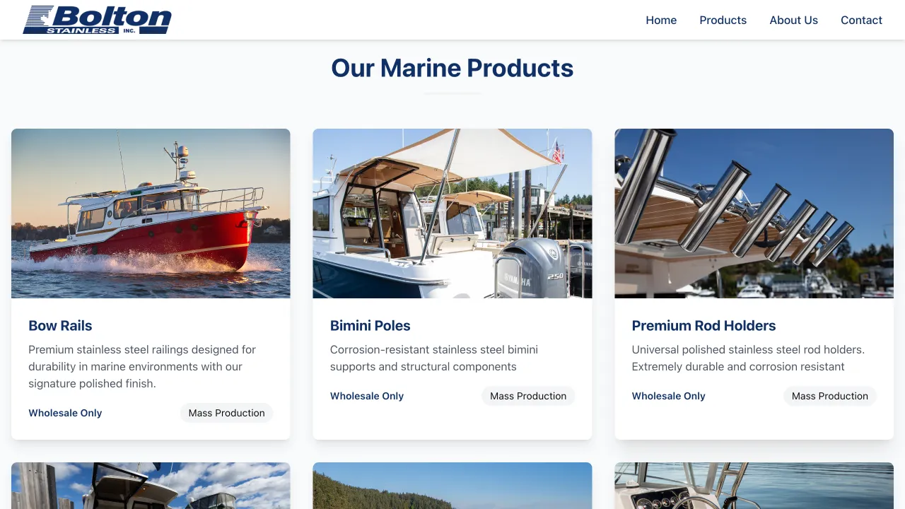 Bolton Stainless Website Design Screenshot 2 - Manufacturing Portfolio - TheBomb® Digital Marketing Services Across Canada Bolton Stainless - Bolton Stainless Website Screenshot 2 - Professional Web Design Portfolio by TheBomb® Digital Marketing in Toronto, Vancouver, Calgary, Ottawa, Montreal, Kelowna, Canada