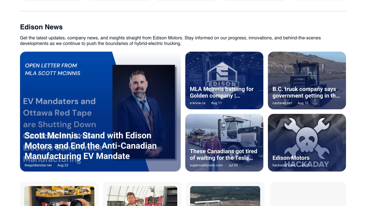 Edison Motors - Edison Motors Website Screenshot 2 - Professional Web Design Portfolio by TheBomb® Digital Marketing in Toronto, Vancouver, Calgary, Ottawa, Montreal, Kelowna, Canada