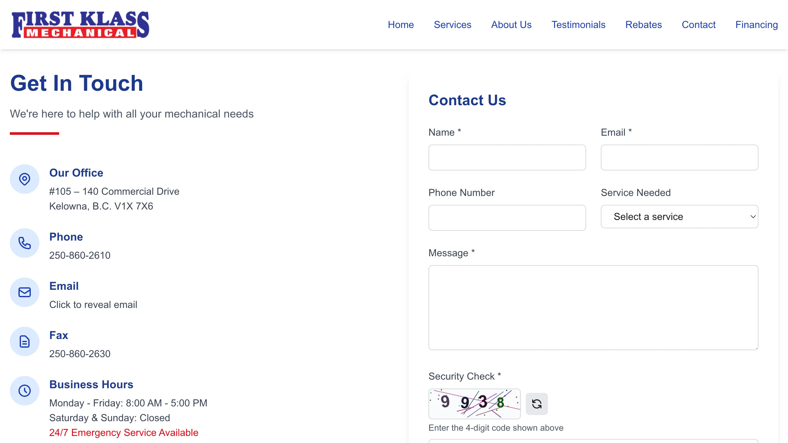 First Klass Mechanical - First Klass Mechanical Website Screenshot 2 - Professional Web Design Portfolio by TheBomb® Digital Marketing in Toronto, Vancouver, Calgary, Ottawa, Montreal, Kelowna, Canada