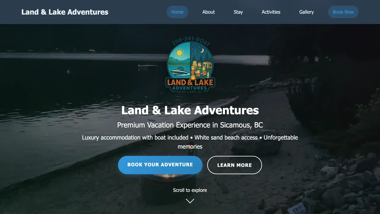 Land & Lake Adventures - Hospitality Website Design Portfolio - TheBomb® Digital Marketing Services Across Canada Land & Lake Adventures - Professional Website Design Portfolio by TheBomb® Digital Marketing - Custom Web Development Services in Toronto, Vancouver, Calgary, Ottawa, Montreal, Kelowna, Canada