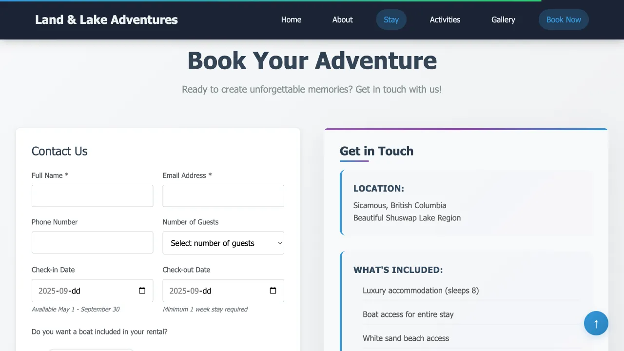Land & Lake Adventures - Land & Lake Adventures Website Screenshot 2 - Professional Web Design Portfolio by TheBomb® Digital Marketing in Toronto, Vancouver, Calgary, Ottawa, Montreal, Kelowna, Canada