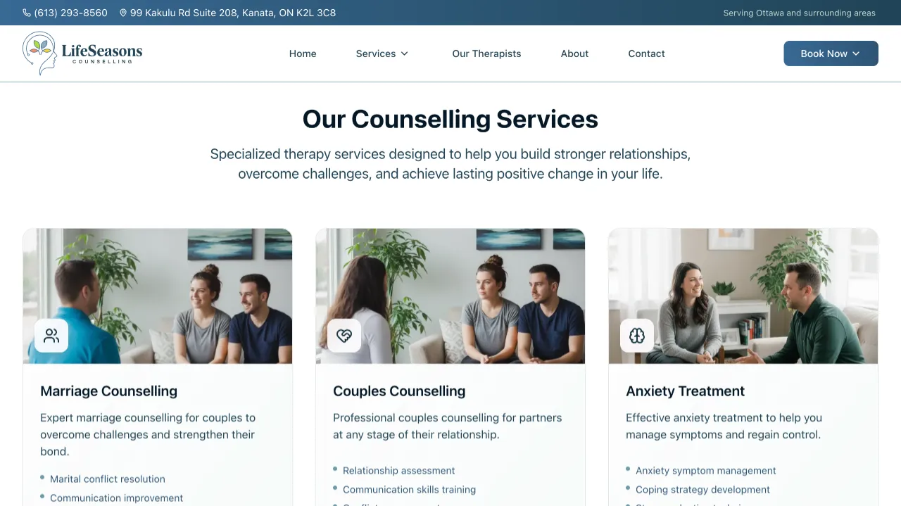Life Seasons Counselling Website Design Screenshot 1 - Healthcare Portfolio - TheBomb® Digital Marketing Services Across Canada Life Seasons Counselling - Life Seasons Counselling Website Screenshot 1 - Professional Web Design Portfolio by TheBomb® Digital Marketing in Toronto, Vancouver, Calgary, Ottawa, Montreal, Kelowna, Canada