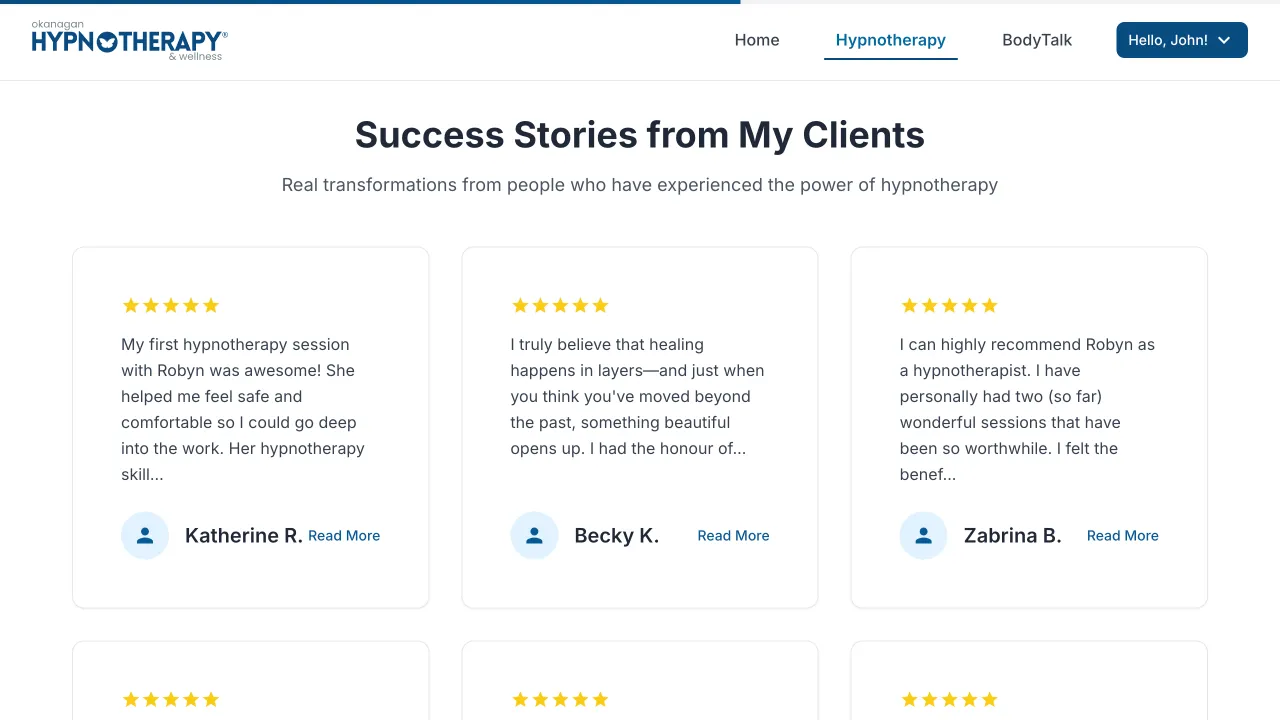 Course Selling Platform Website Design Screenshot 1 - E-Learning Portfolio - TheBomb® Digital Marketing Services Across Canada Course Selling Platform - Okanagan Hypnotherapy Website Screenshot 1 - Professional Web Design Portfolio by TheBomb® Digital Marketing in Toronto, Vancouver, Calgary, Ottawa, Montreal, Kelowna, Canada