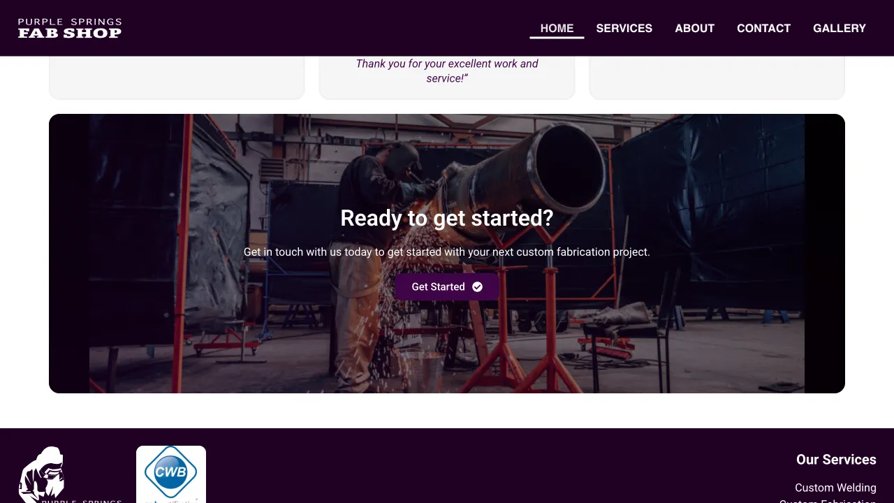 Purple Springs Fab - Purple Springs Fab Website Screenshot 3 - Professional Web Design Portfolio by TheBomb® Digital Marketing in Toronto, Vancouver, Calgary, Ottawa, Montreal, Kelowna, Canada