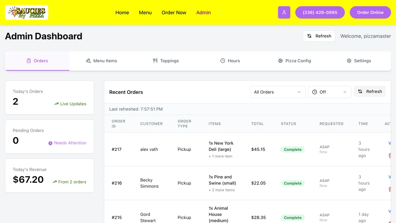 Online Pizza Ordering Platform Website Design Screenshot 3 - Food & Delivery Portfolio - TheBomb® Digital Marketing Services Across Canada Online Pizza Ordering Platform - Saucies27 Pizza Website Screenshot 3 - Professional Web Design Portfolio by TheBomb® Digital Marketing in Toronto, Vancouver, Calgary, Ottawa, Montreal, Kelowna, Canada