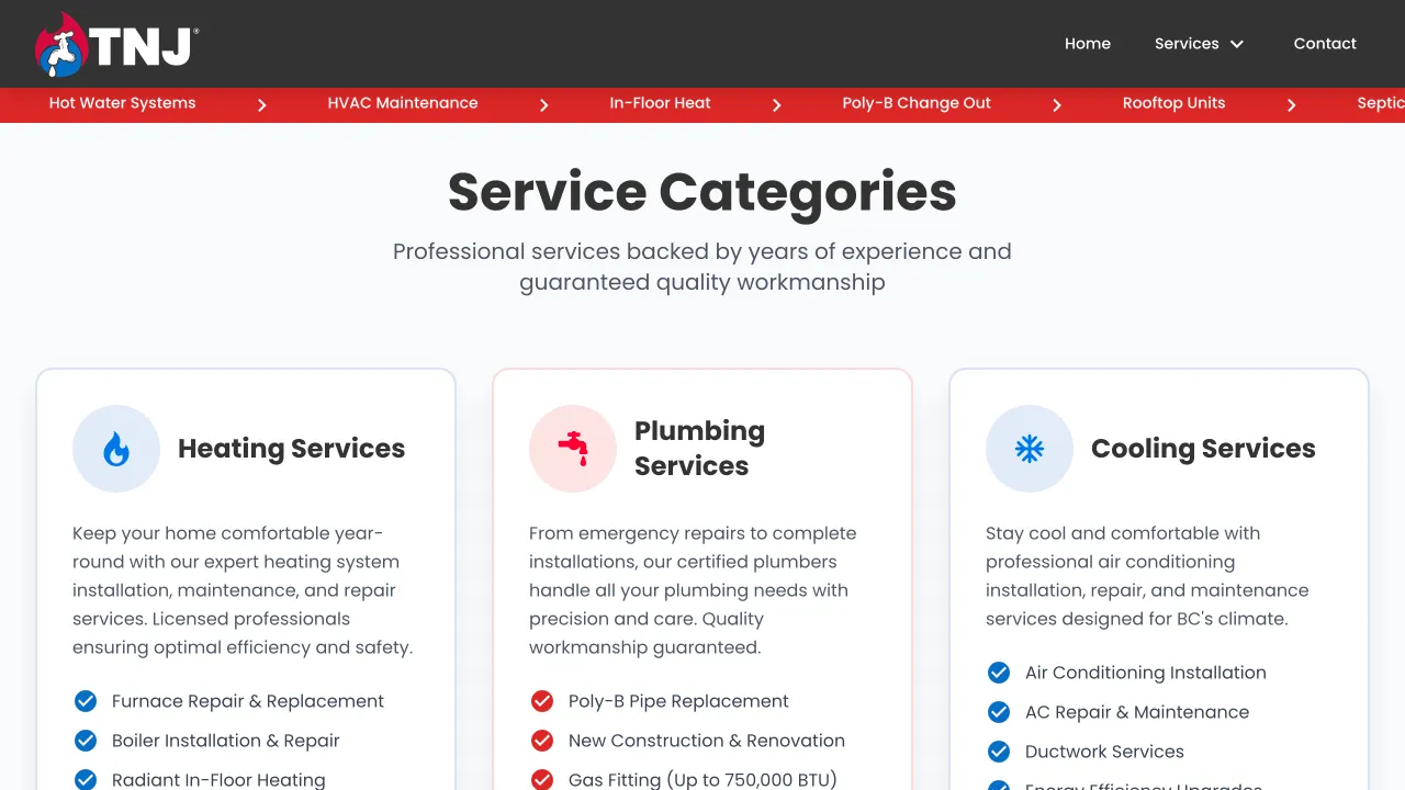 Local Service Business Website Design Screenshot 1 - Local Services Portfolio - TheBomb® Digital Marketing Services Across Canada Local Service Business - TNJ Plumbing Website Screenshot 1 - Professional Web Design Portfolio by TheBomb® Digital Marketing in Toronto, Vancouver, Calgary, Ottawa, Montreal, Kelowna, Canada
