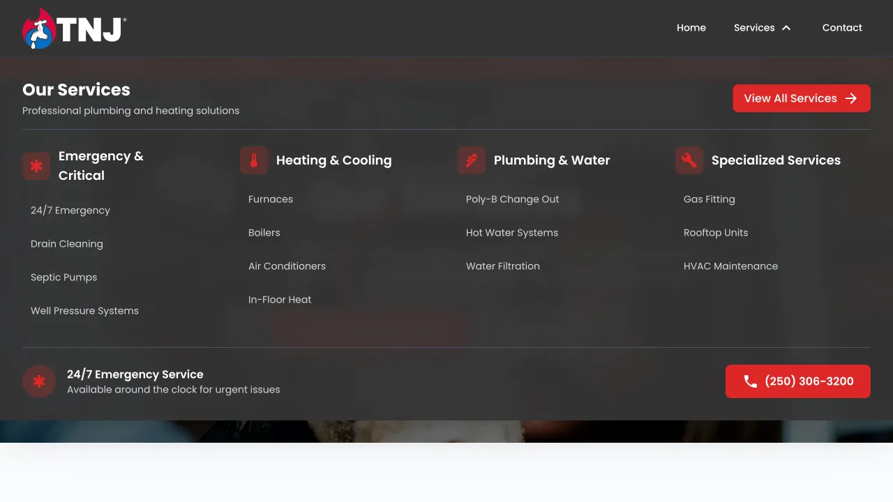Local Service Business Website Design Screenshot 3 - Local Services Portfolio - TheBomb® Digital Marketing Services Across Canada Local Service Business - TNJ Plumbing Website Screenshot 3 - Professional Web Design Portfolio by TheBomb® Digital Marketing in Toronto, Vancouver, Calgary, Ottawa, Montreal, Kelowna, Canada